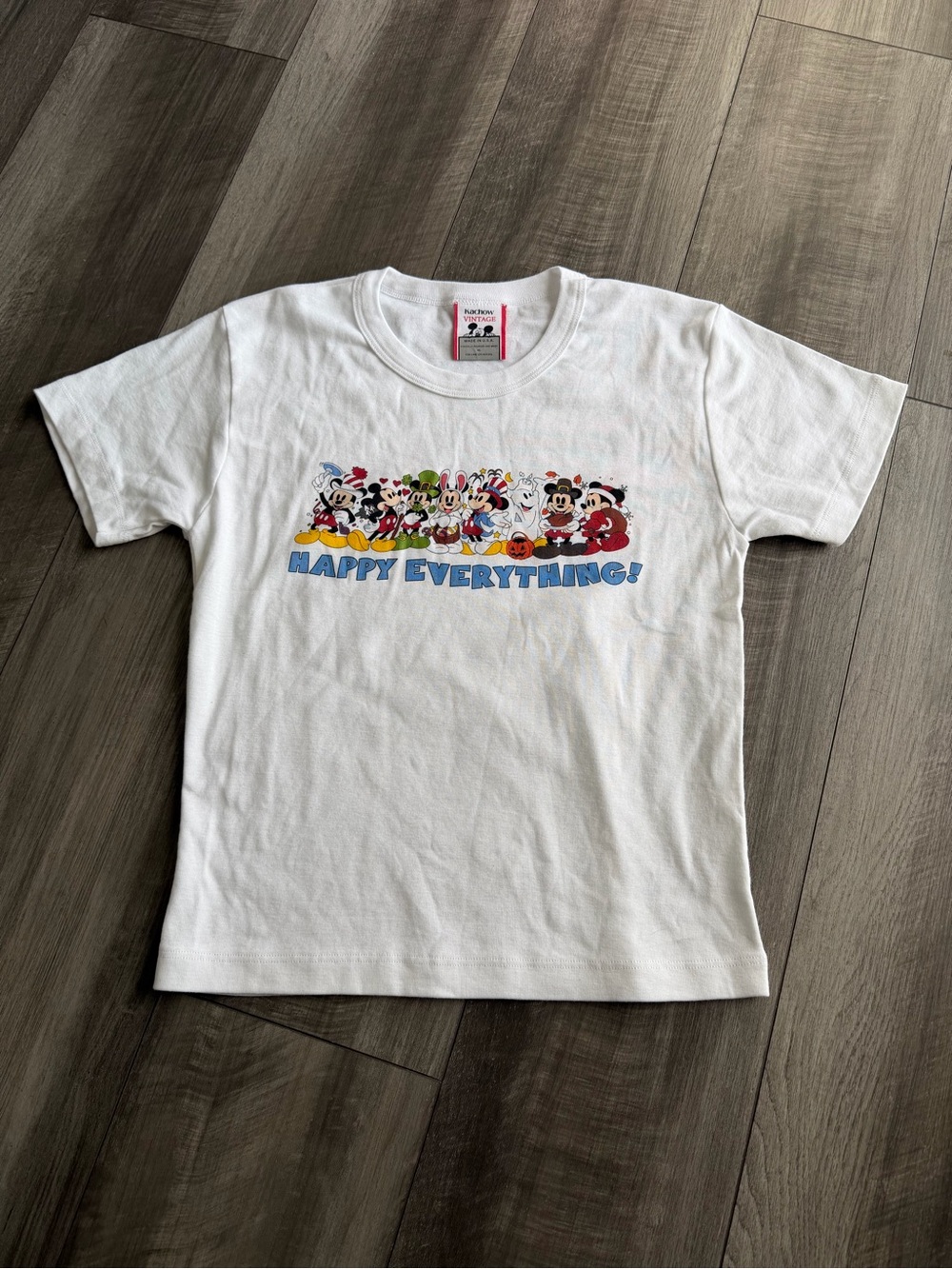 Kachow Vintage Disney Mickey Mouse Happy Everything Holiday Baby Tee Women’s XL